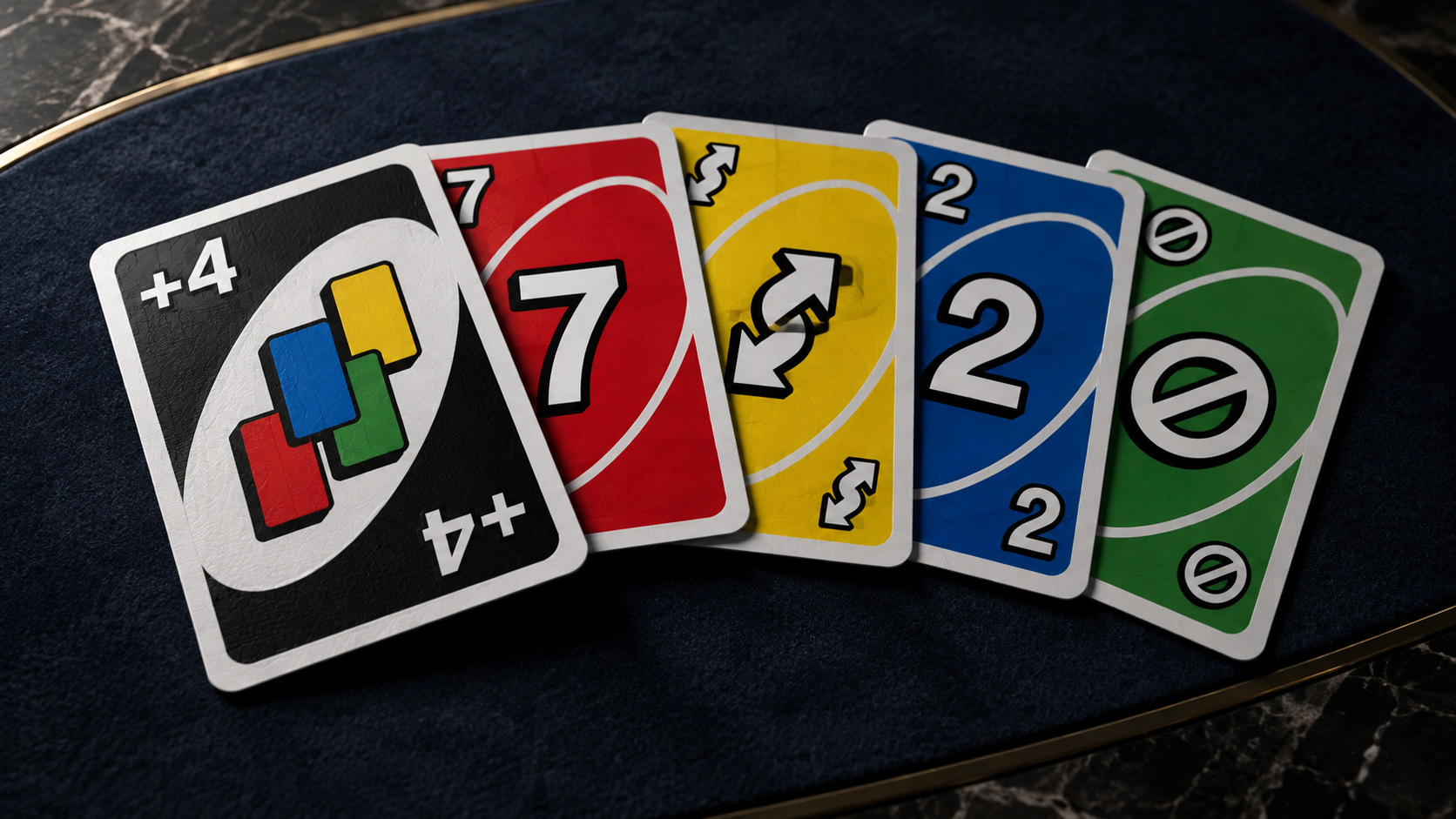 Cartas de UNO con un comodín más cuatro